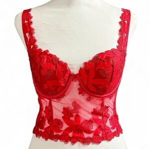 Elegant Red Lace Bustier